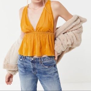Urban Outfitters Velvet Baby Doll Tank -Mustard Yellow